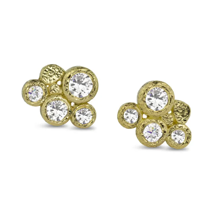 Diamond Cluster Four Stud Earrings