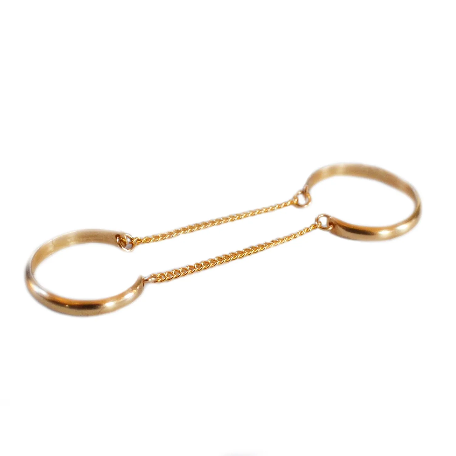 Double Chain Cuff Ring, Gold or Silver