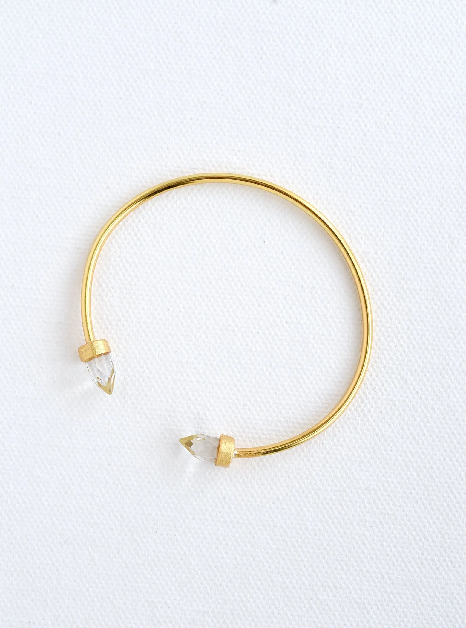 Double Crystal Point Bangle Bracelet