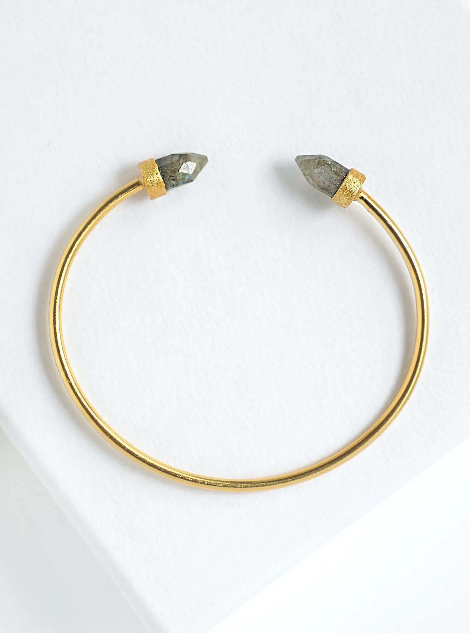 Double Crystal Point Bangle Bracelet