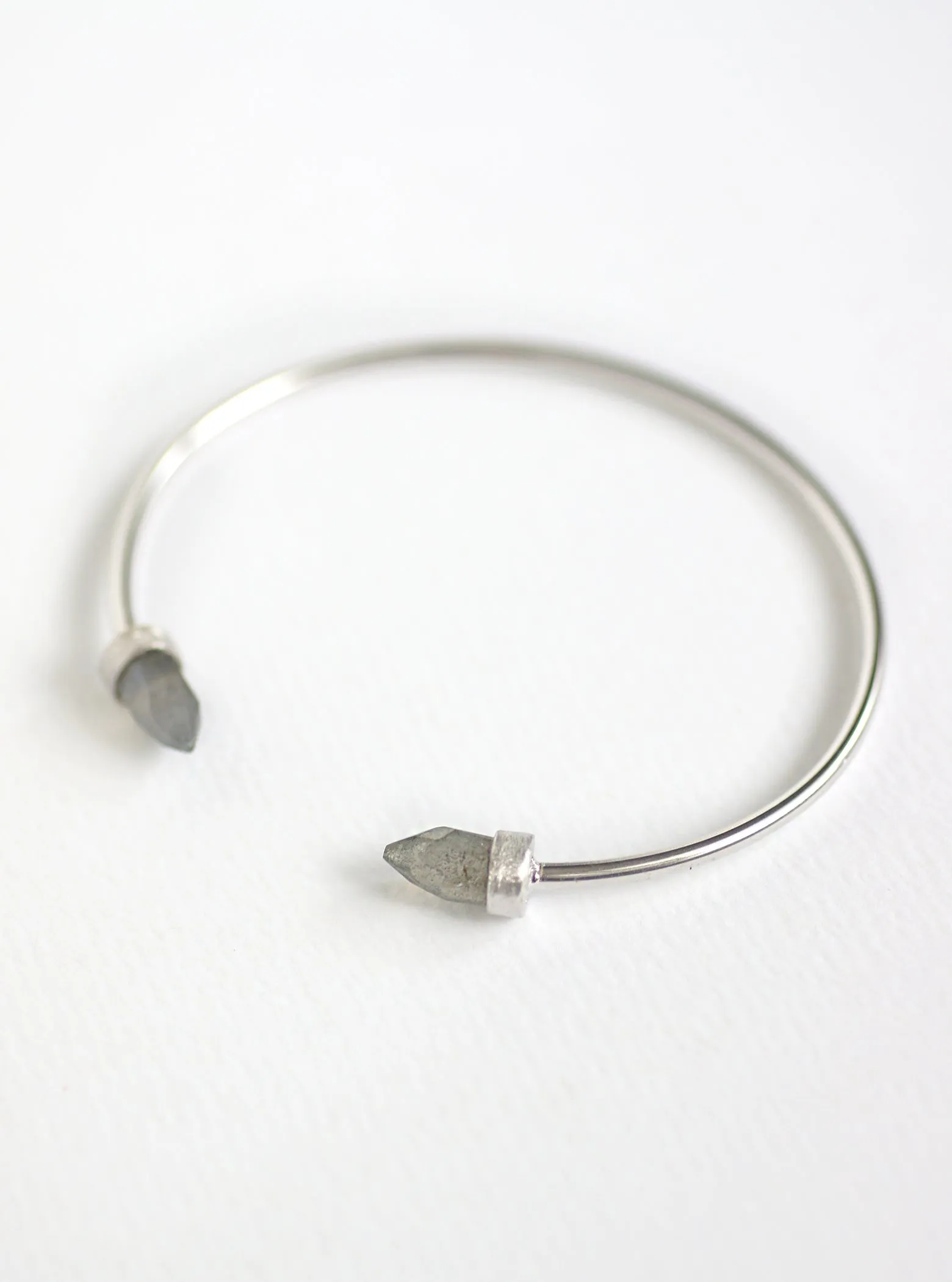 Double Crystal Point Bangle Bracelet