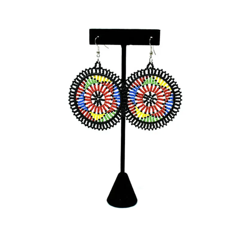 Duara Beaded Earrings Black & Multi Colors