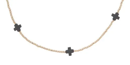 E Newton 15'' Classic 2mm Beaded Signature Cross Gold Pattern