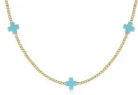 E Newton 15'' Classic 2mm Beaded Signature Cross Gold Pattern