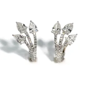 Eclat Jewels - One of a Kind Pear-shaped Diamond Earrings, Platinum