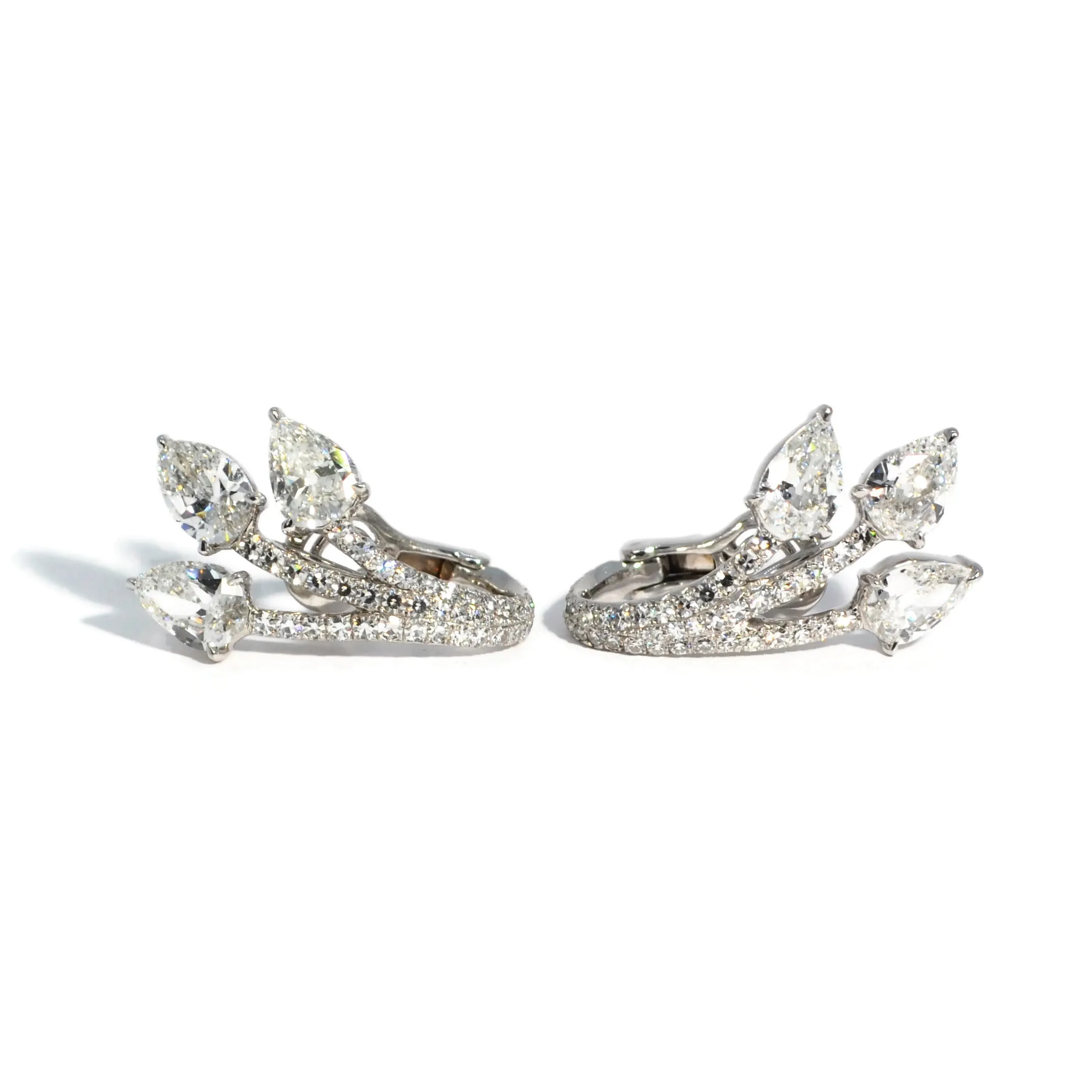 Eclat Jewels - One of a Kind Pear-shaped Diamond Earrings, Platinum