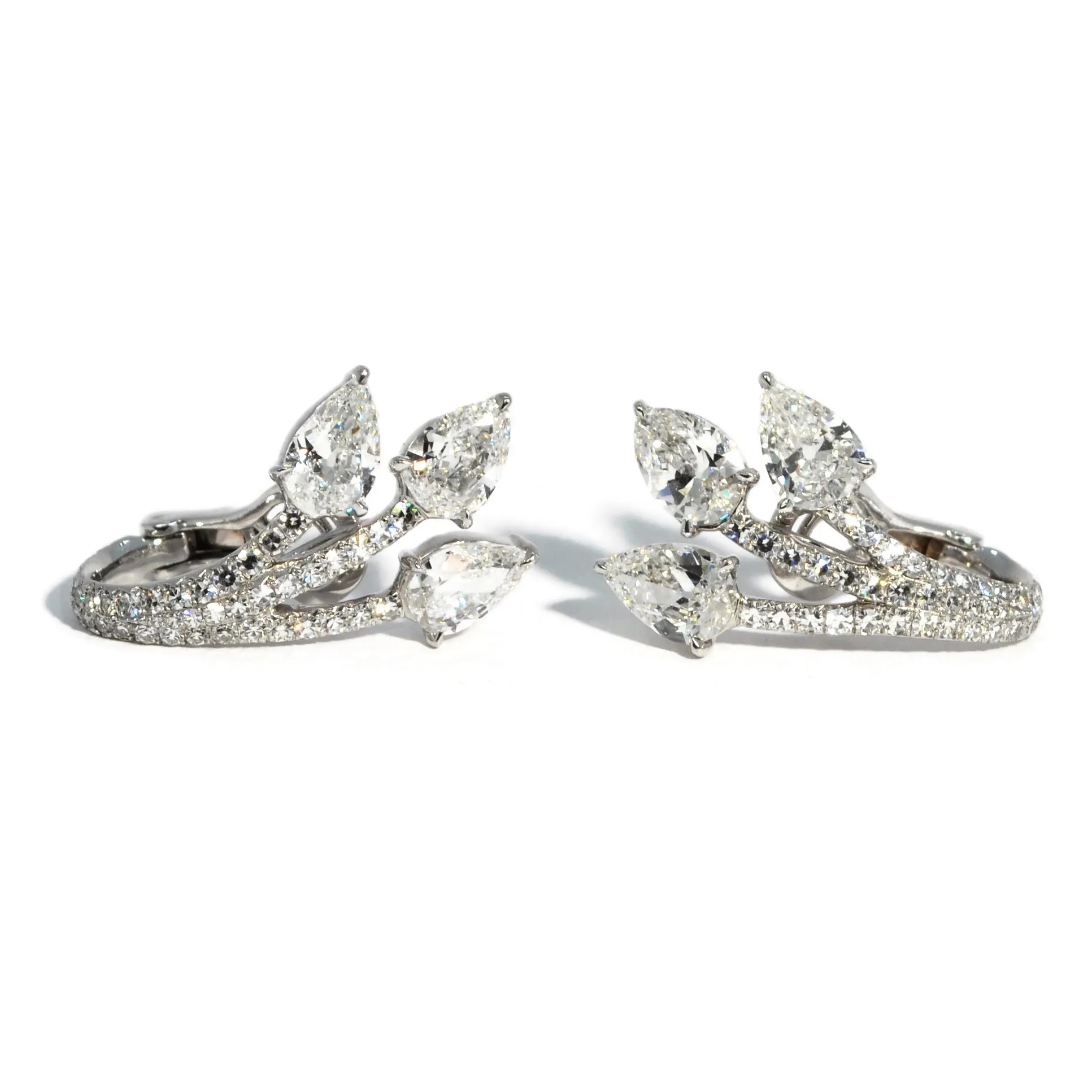 Eclat Jewels - One of a Kind Pear-shaped Diamond Earrings, Platinum