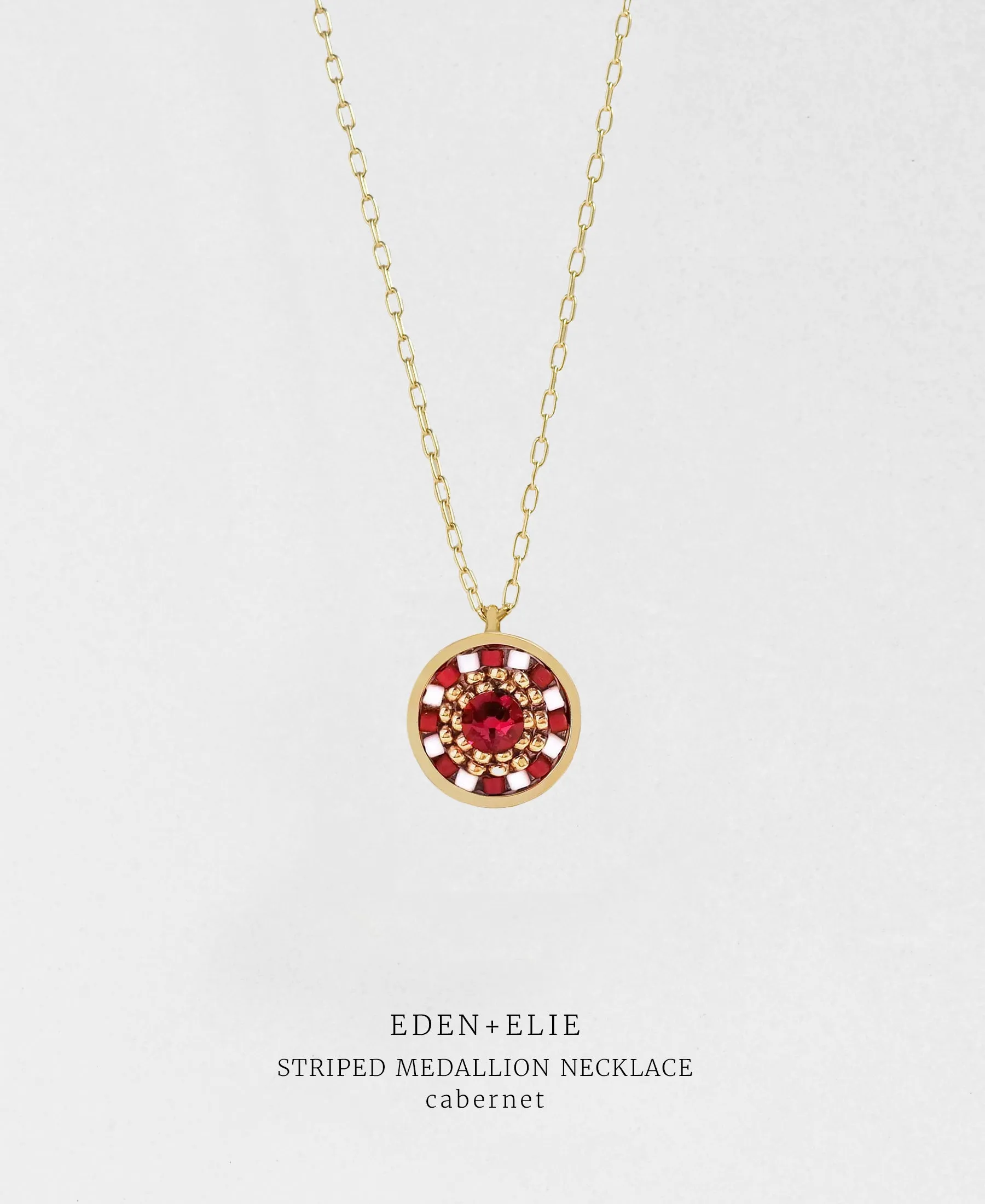 EDEN   ELIE Striped Medallion necklace - Cabernet