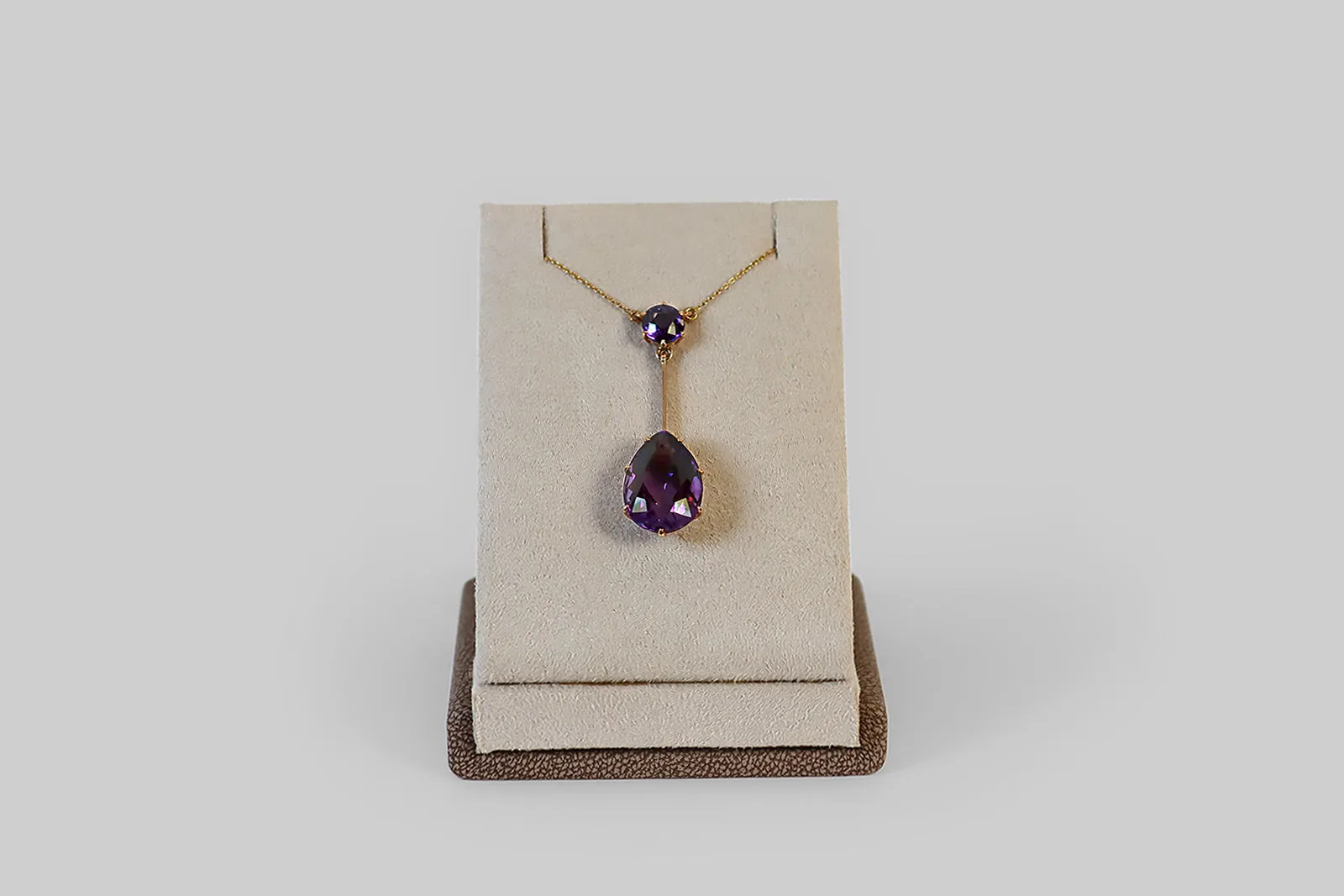 Edwardian Amethyst Pear Lavalier Necklace