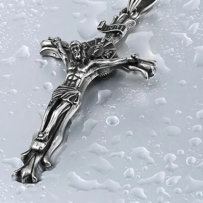 Elegant Silver Jesus Christ Catholic Crucifixion Pendant