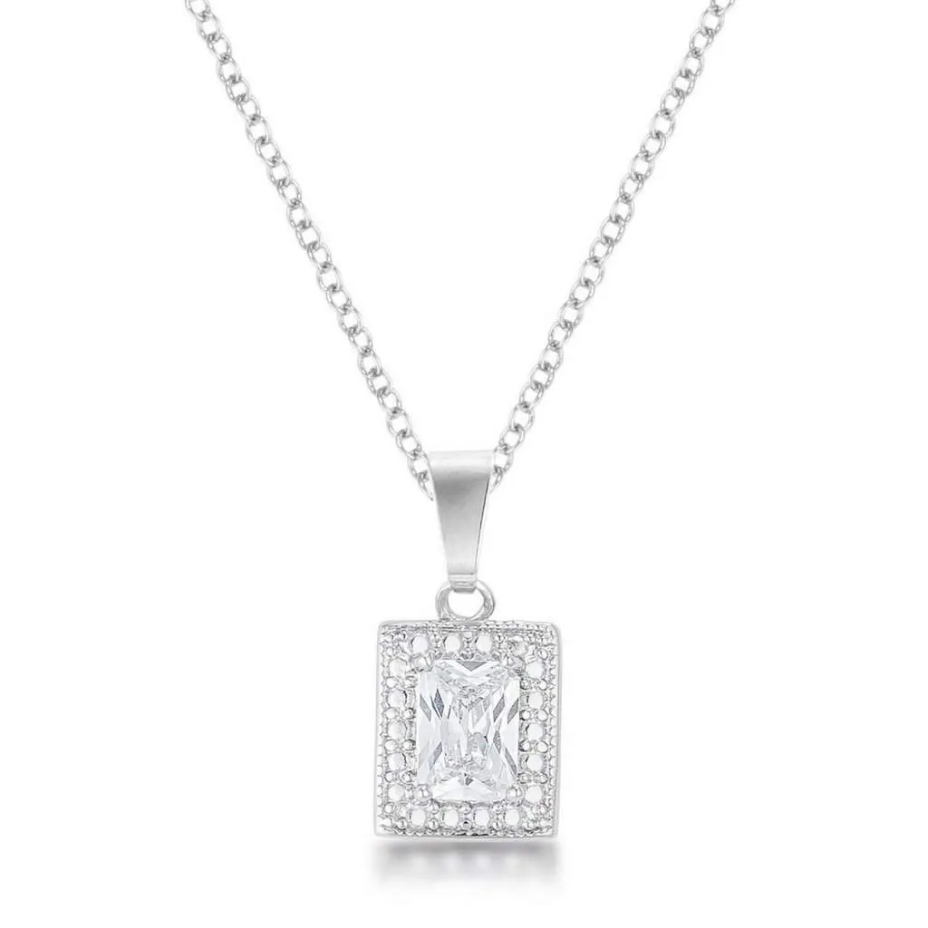 Emerald CZ Stone Pendant Necklace