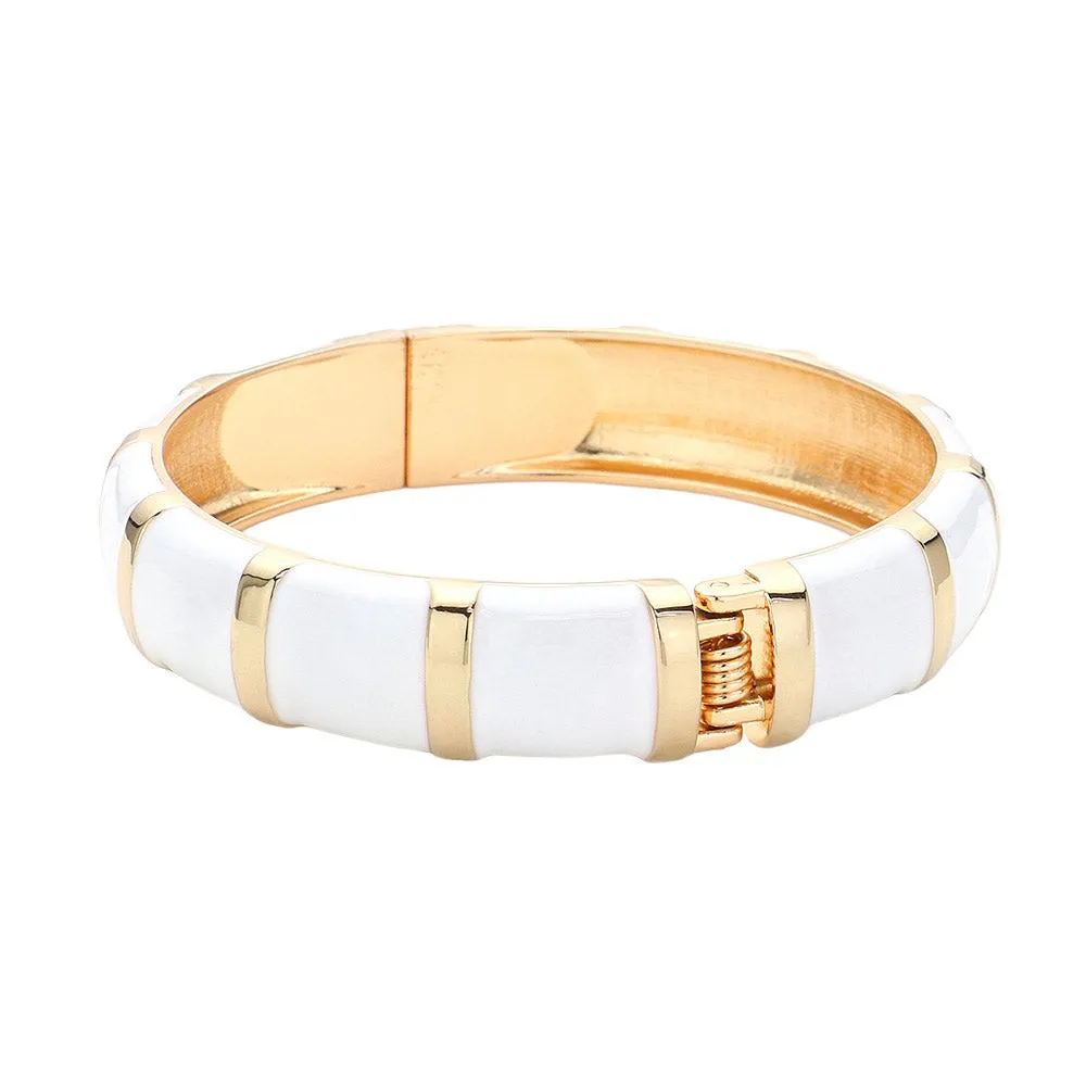 Enamel Bamboo Hinged Bangle Bracelet