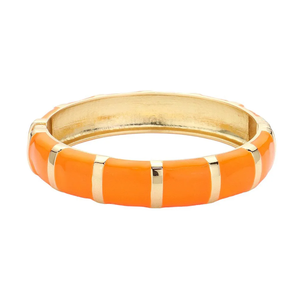 Enamel Bamboo Hinged Bangle Bracelet