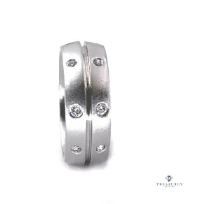 Estate 0.30ct ETERNITY Round Diamond Burnish Set, 14k White Gold Wedding Band