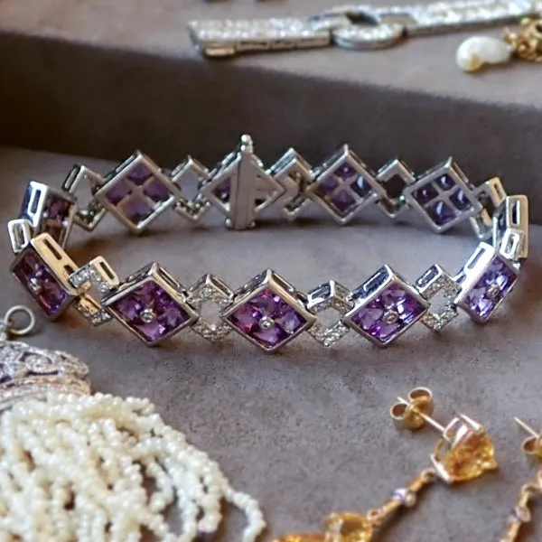 Estate Amethyst & Diamond Bracelet