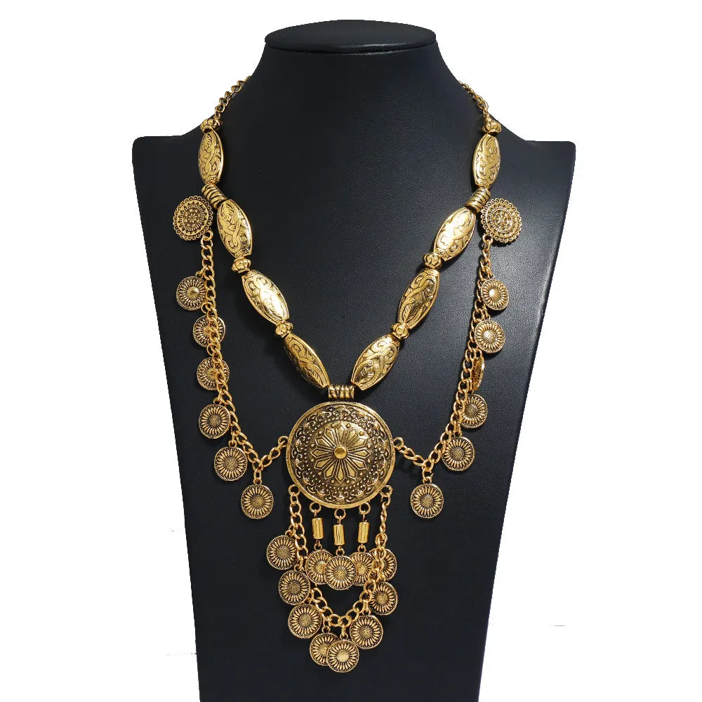 Ethnic Style Multilayer Long Necklace - Add a Retro Charm to Your Clothing with this Coin Clavicle Chain!