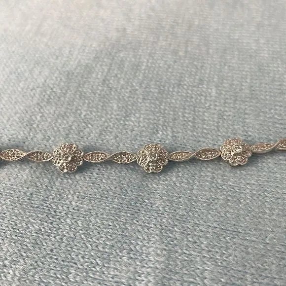 Floral14ktWhite Gold and Diamond Bracelet