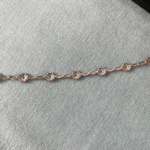 Floral14ktWhite Gold and Diamond Bracelet