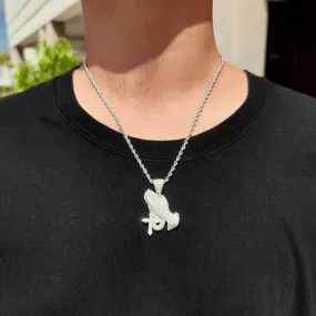 Full CZ Prayer Hand Pendant