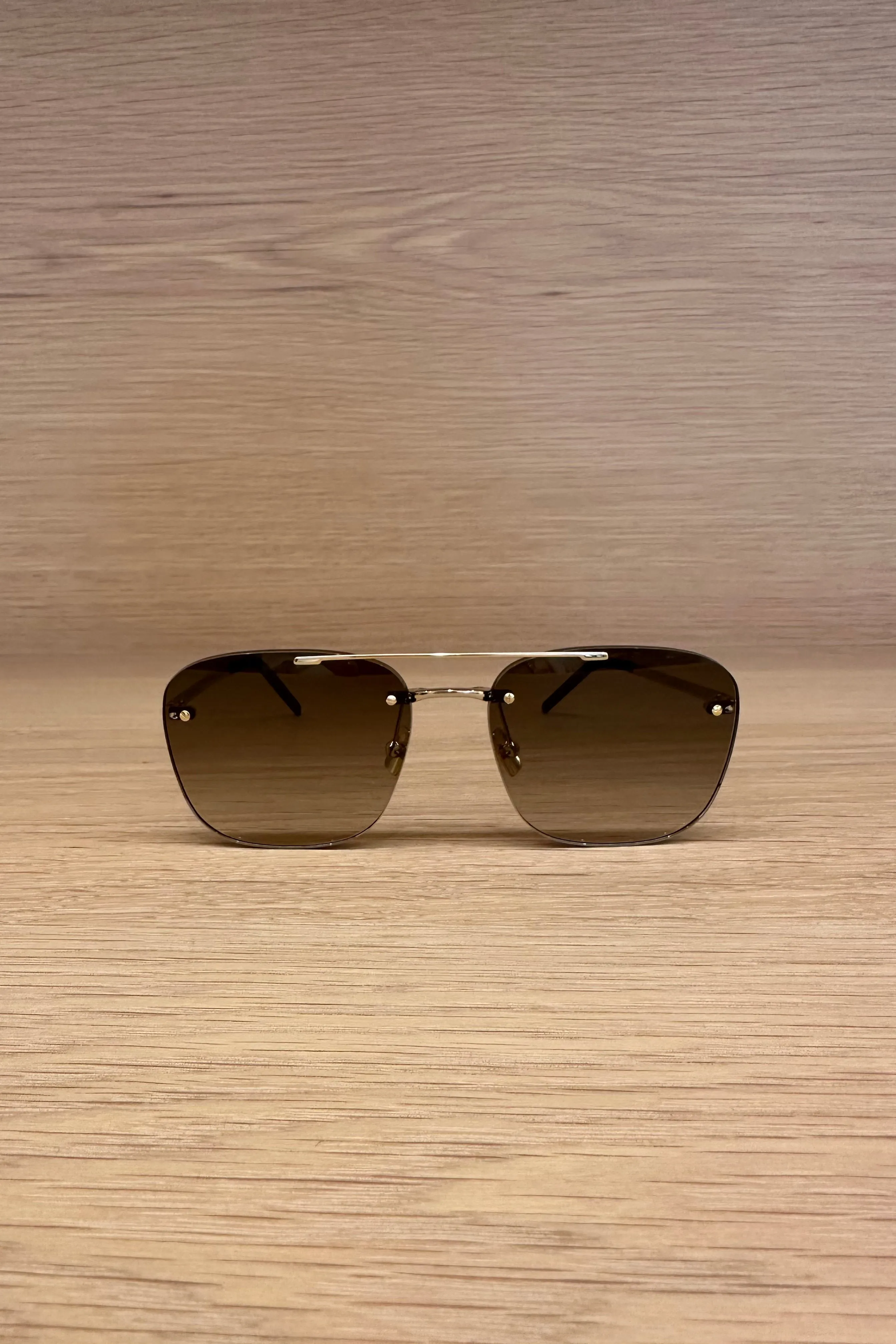 GOLD BROWN SL 309 RIMLESS SUNGLASSES