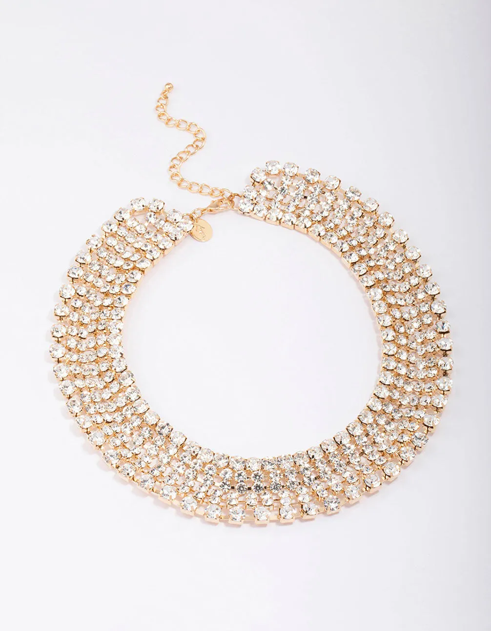 Gold Cupchain Diamante Statement Necklace