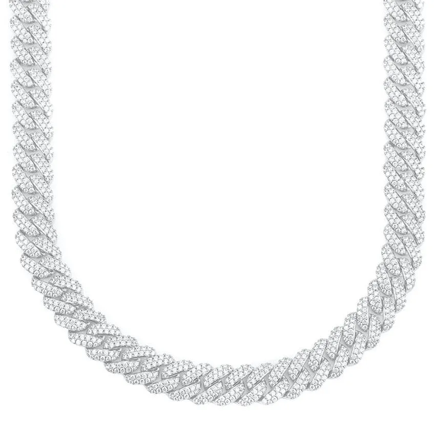 Gold Gods 8MM Micro Diamond Cuban Link Chain - White Gold