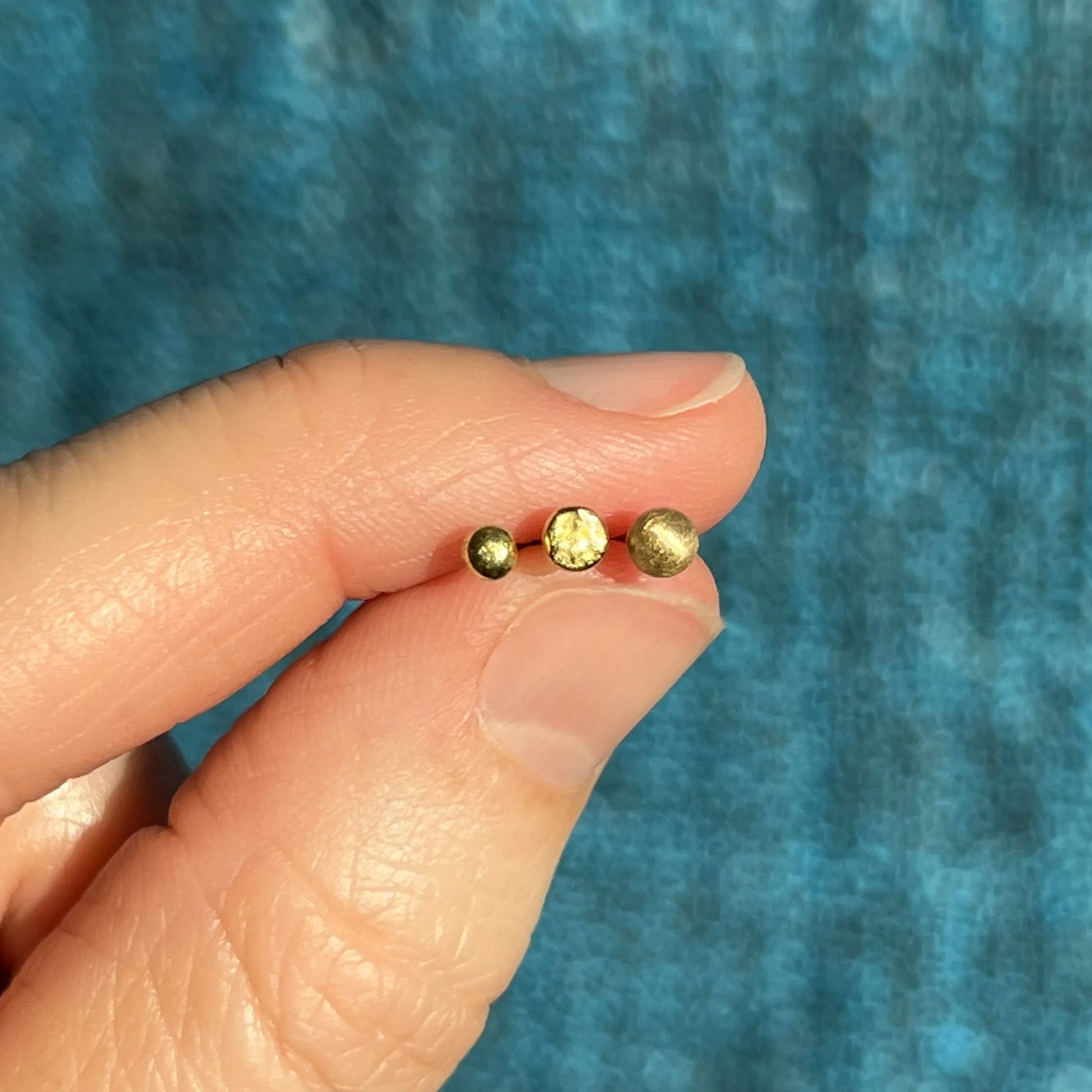 Gold nugget stud earrings, single or pair