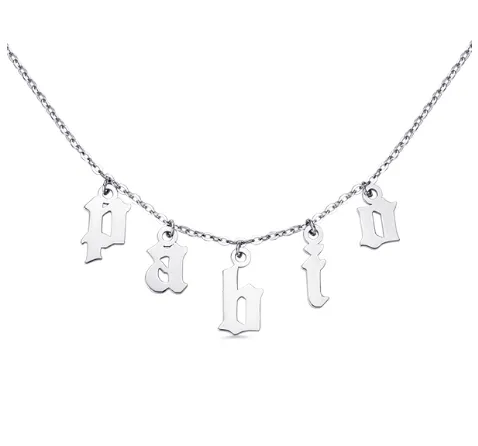 Gothic Hanging Name Letter Necklace