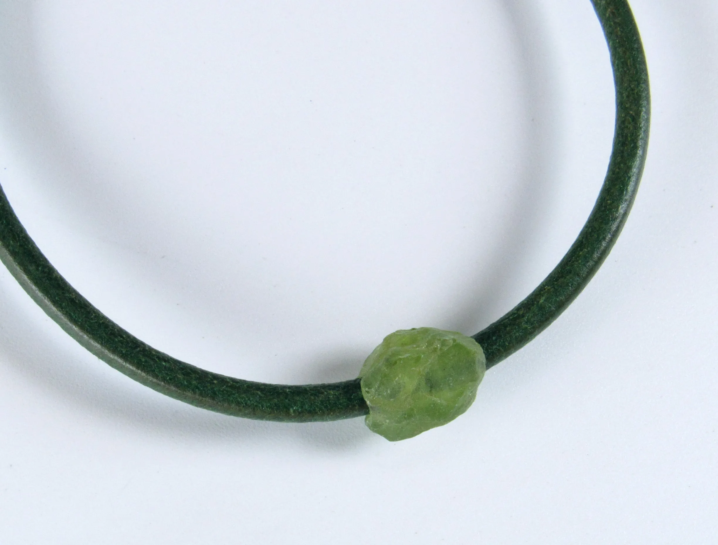 Green Leather and Peridot Gemstone clasp bracelets