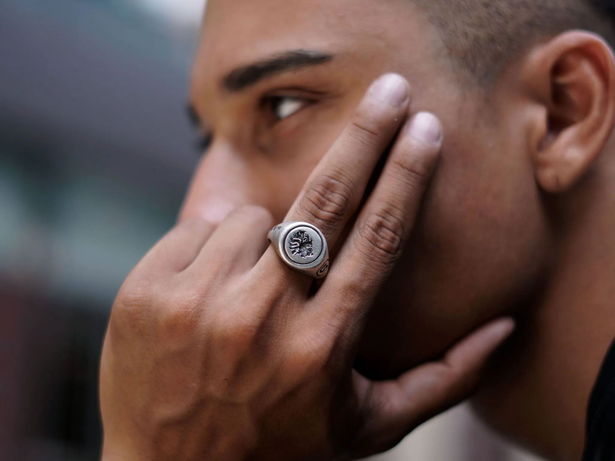 Griffin Signet Ring in Sterling Silver