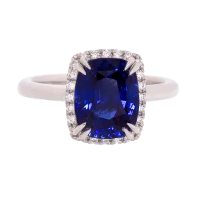 GRS Certified No Heat 4ct Royal Blue Sapphire Ring