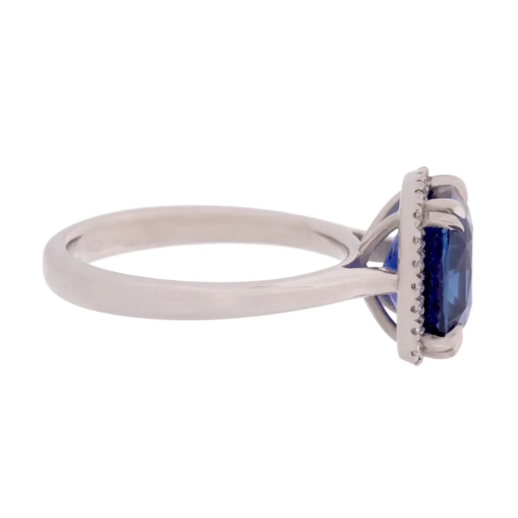 GRS Certified No Heat 4ct Royal Blue Sapphire Ring