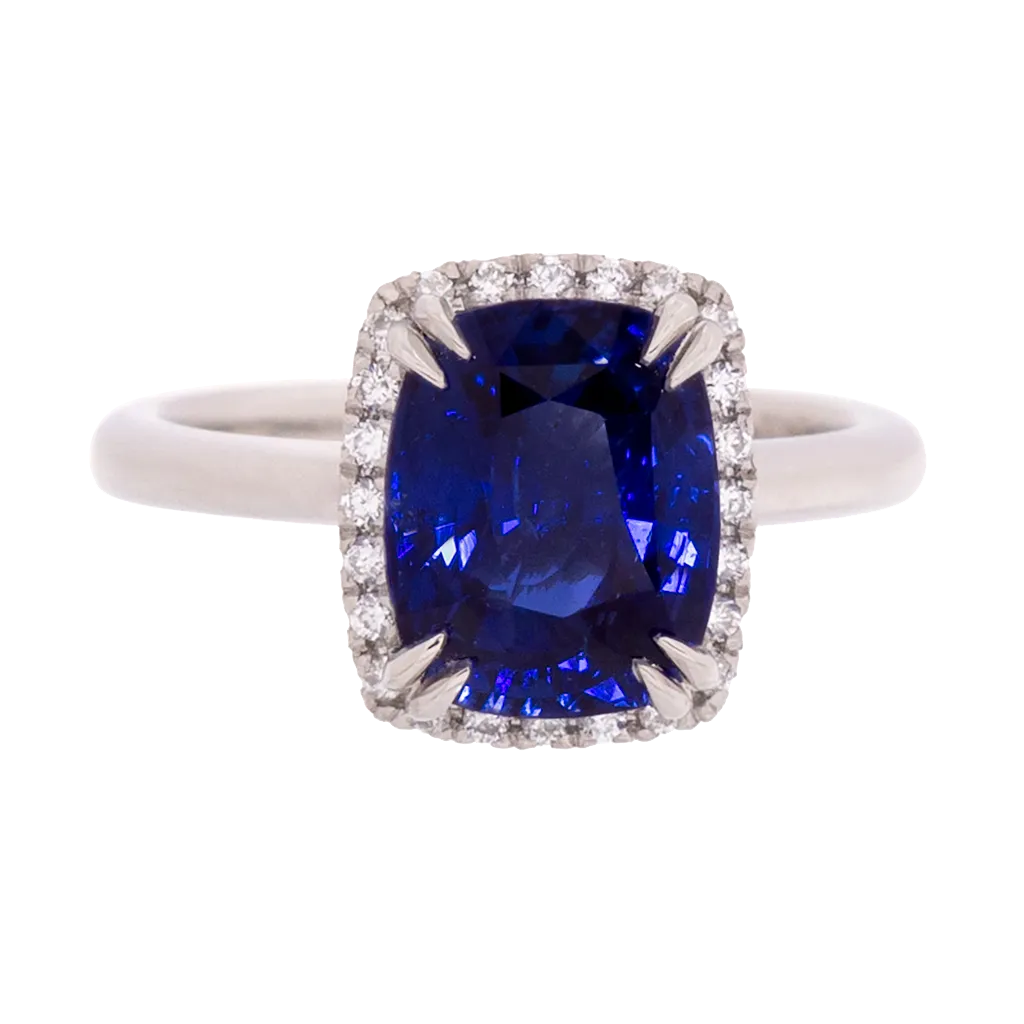 GRS Certified No Heat 4ct Royal Blue Sapphire Ring