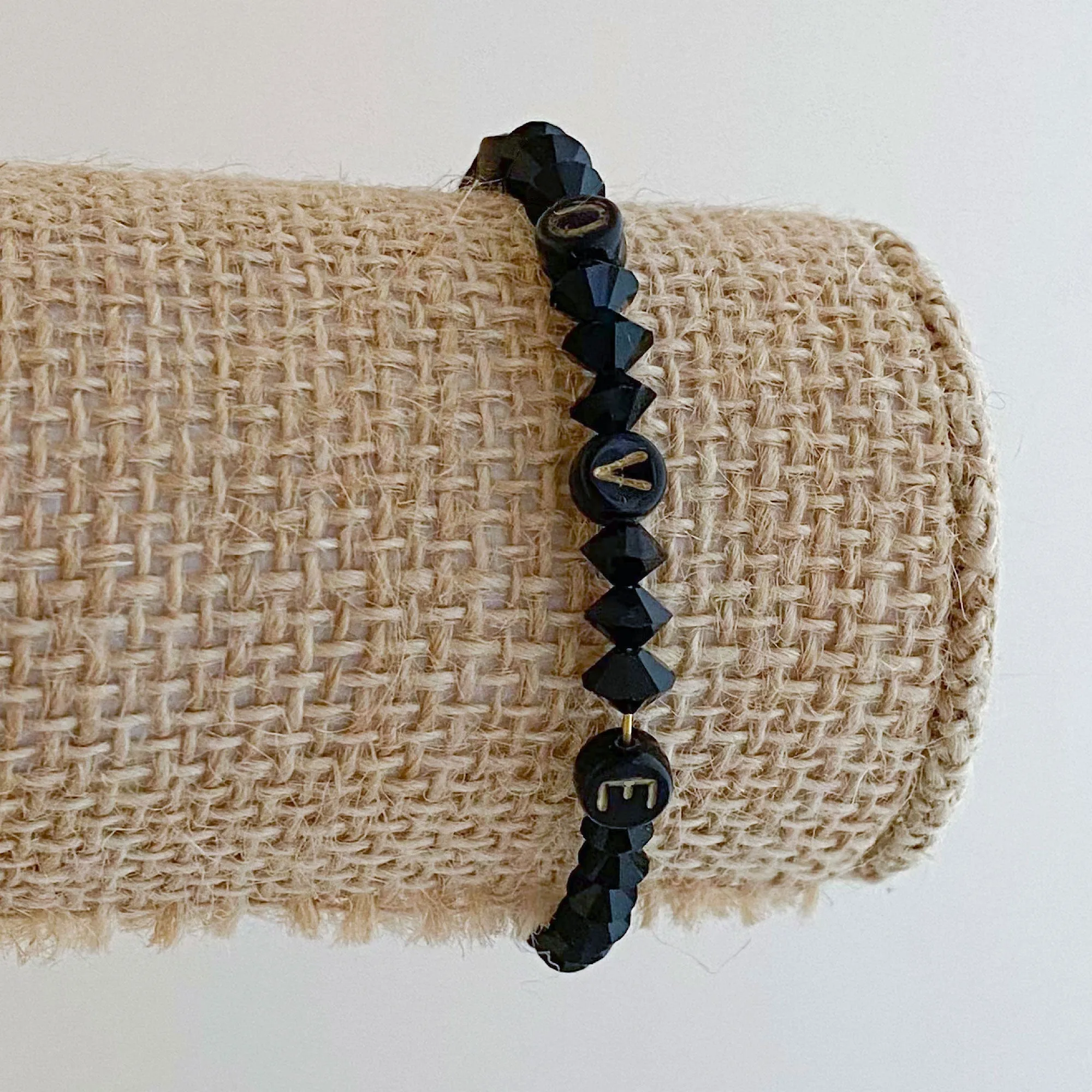 HARPER black beaded love bracelet