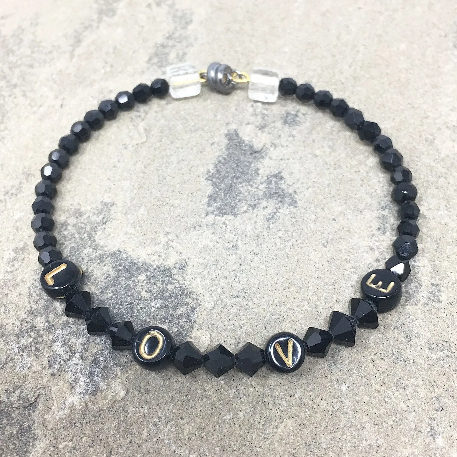 HARPER black beaded love bracelet