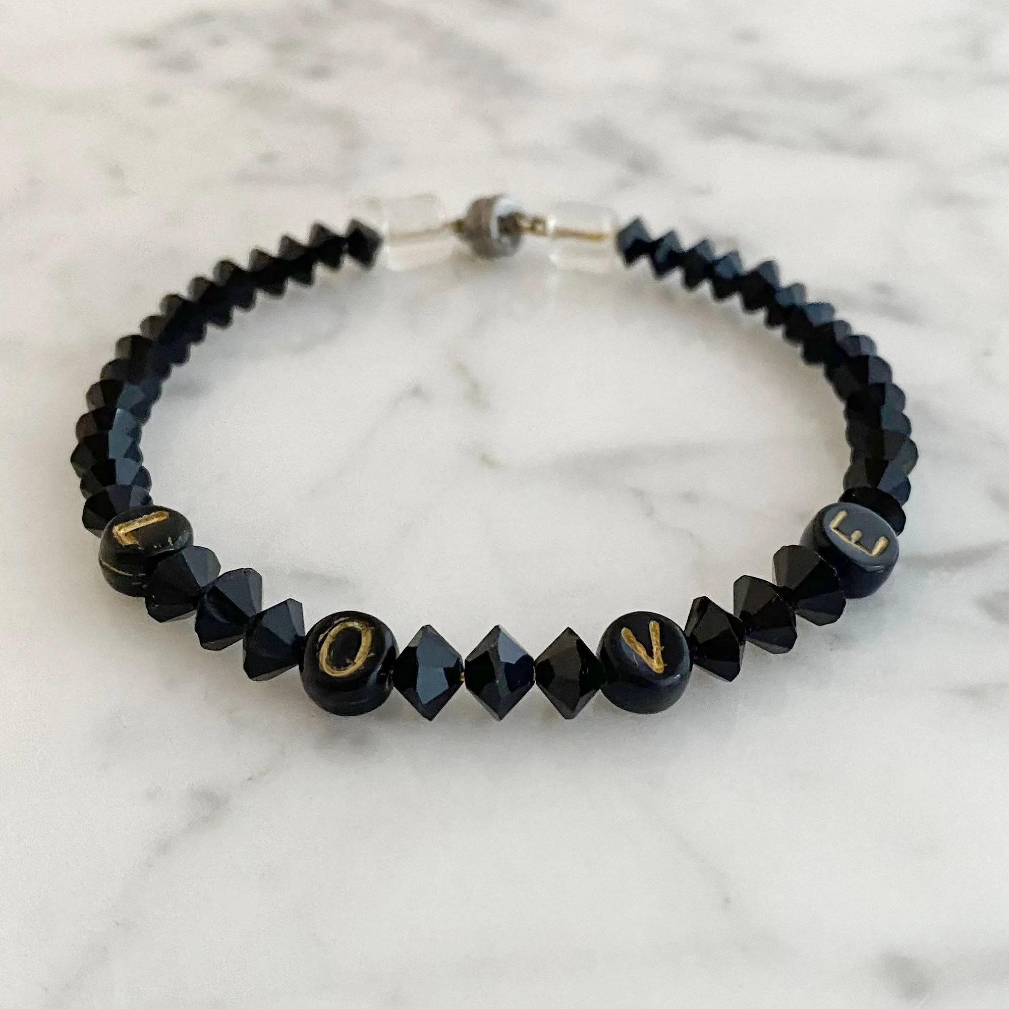 HARPER black beaded love bracelet