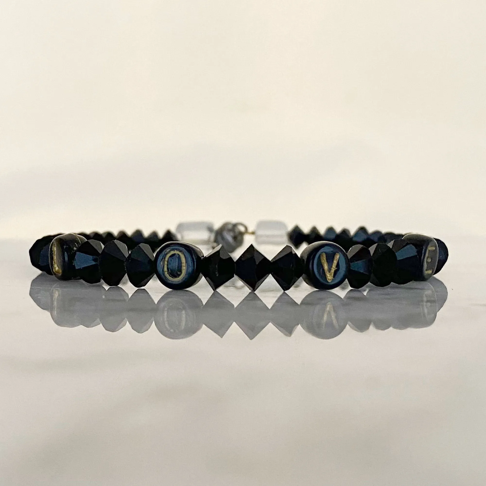 HARPER black beaded love bracelet