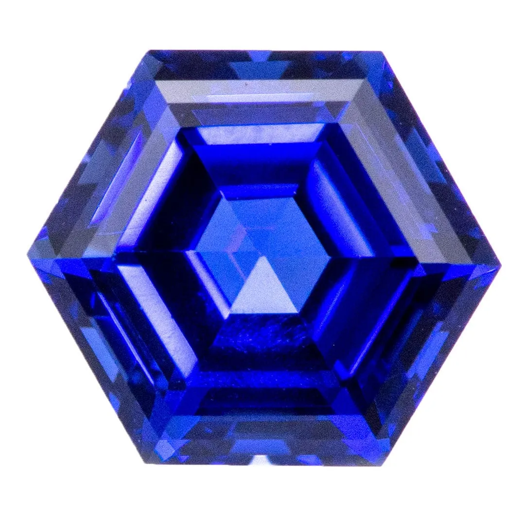 Hexagon Cut Lab Created Blue Sapphire Gemstone