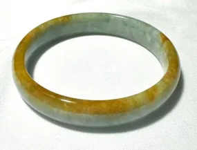 Honey on Green Burmese Jadeite Bangle Bracelet 58 mm (BB3000)