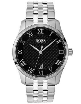 Hugo Boss Mens Master Watch - Stainless Steel - Black Dial - Bracelet - Date