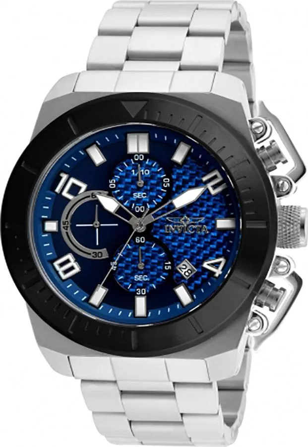 INVICTA Pro Diver Mens Watch - Chronograph - Blue - Stainless Steel Bracelet