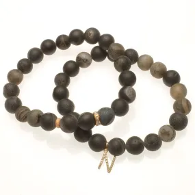 Iridescent Black Beads with 14K Gold, Diamonds and our Signature Dog Tag Charm