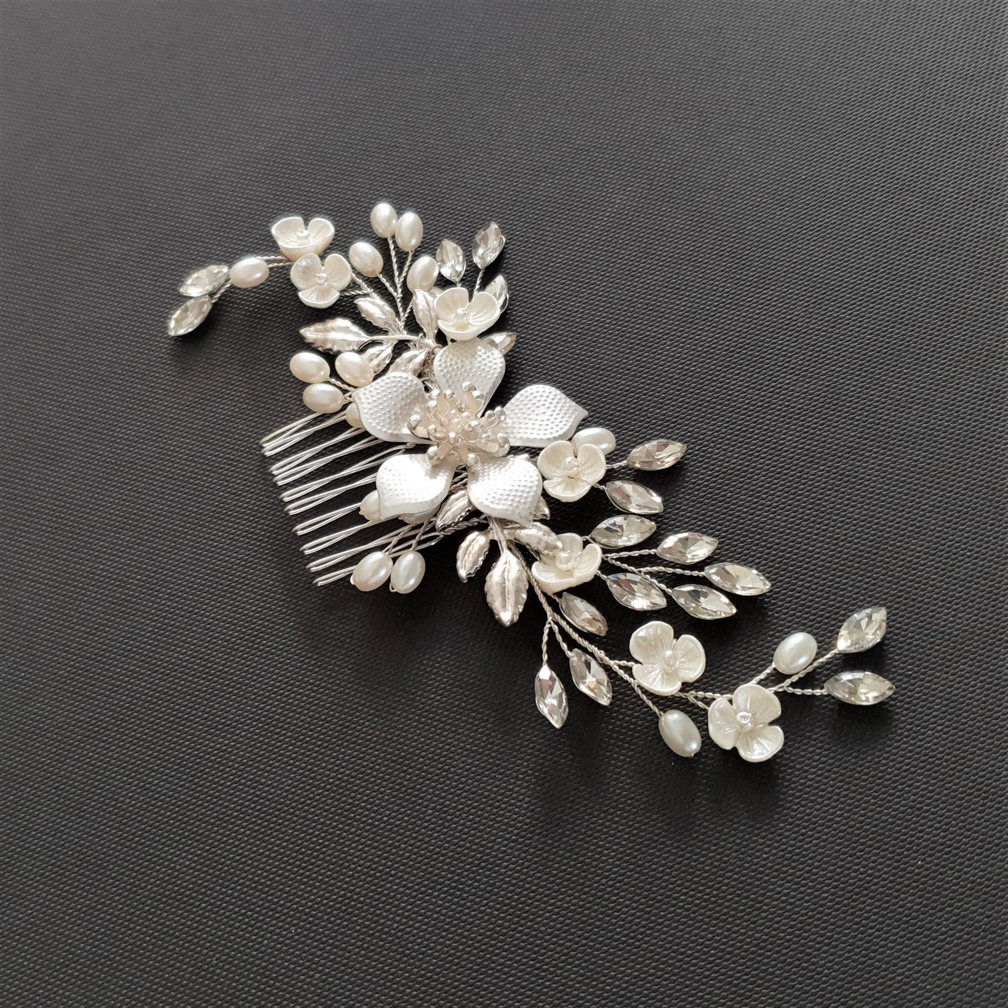 Jeweled Gold Hair Comb for Weddings -Freya