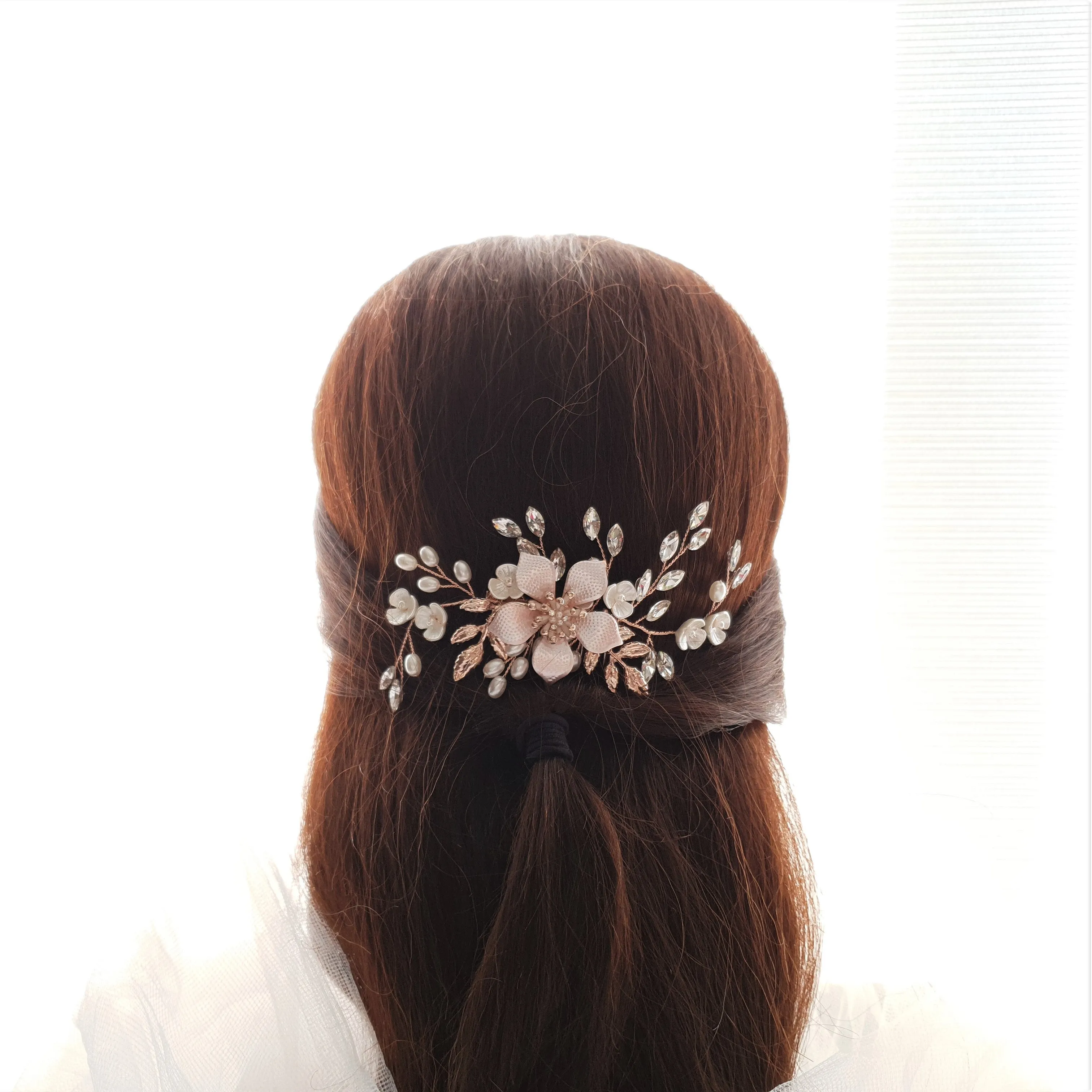 Jeweled Gold Hair Comb for Weddings -Freya