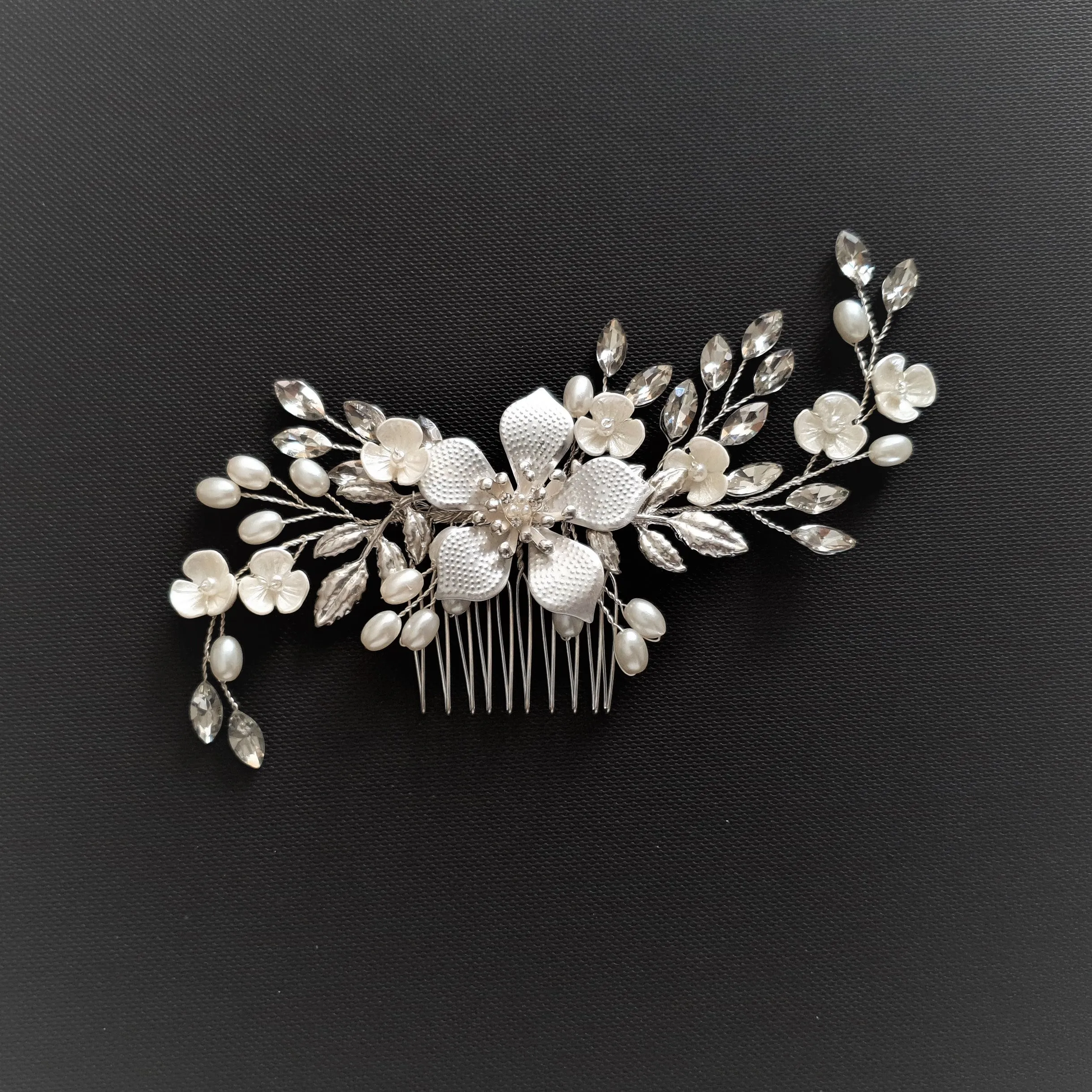 Jeweled Gold Hair Comb for Weddings -Freya