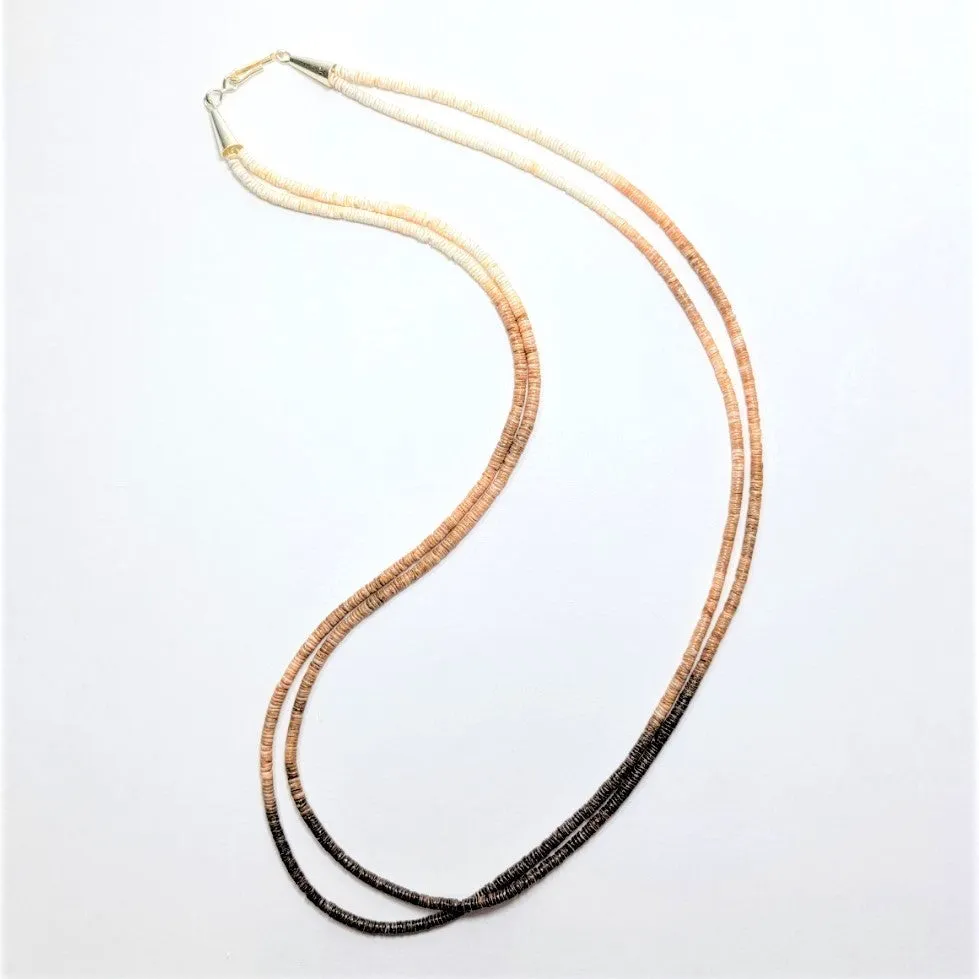 Hand-rolled Double Strand Shell Necklace from Kewa Pueblo - 18.5 inches