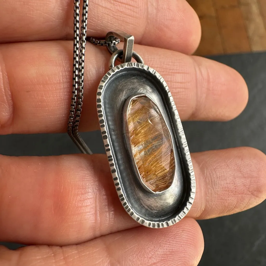 Layers Pendant, Rutilated Quartz