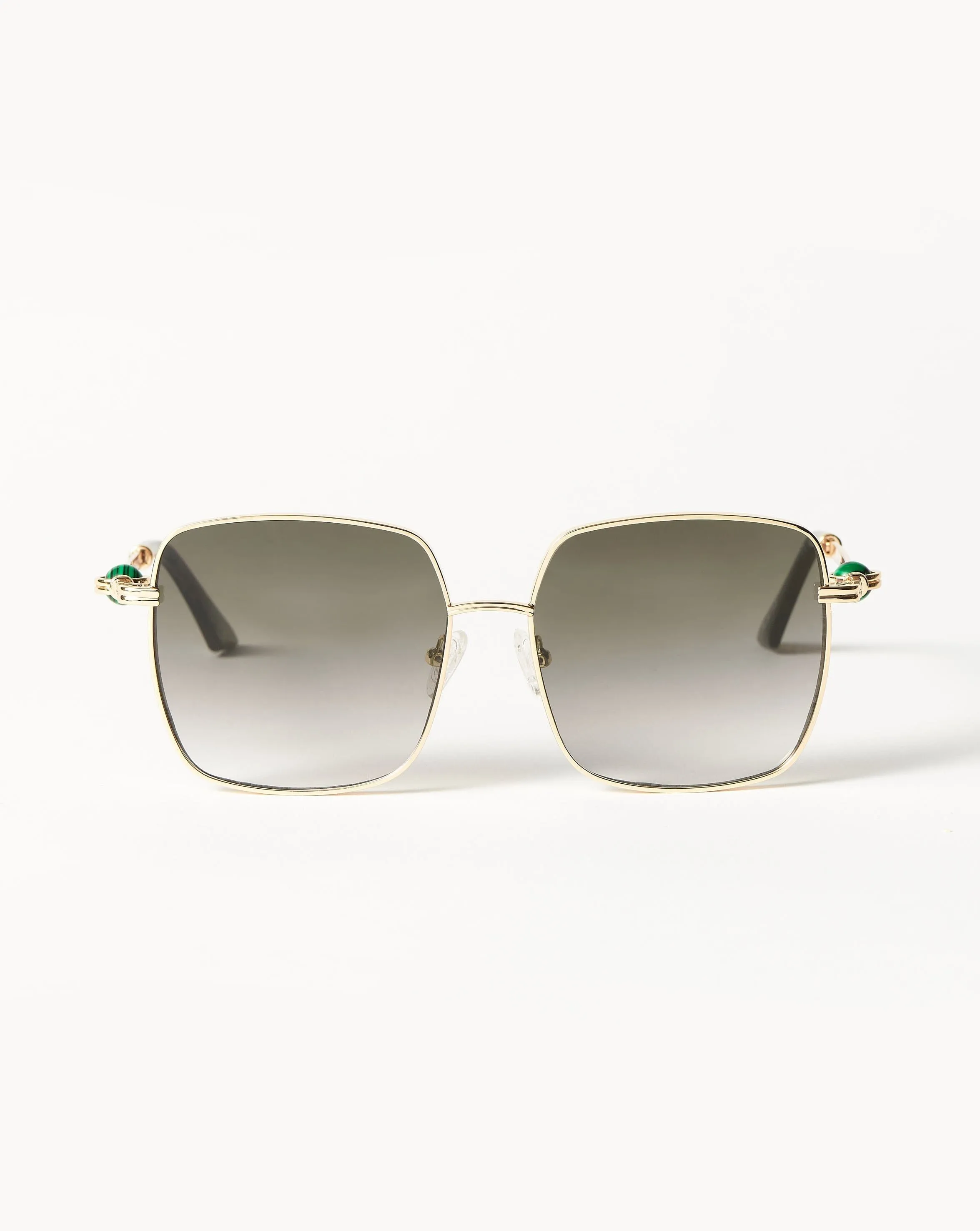 Le Specs Aquarius Sphere Oversized Square Sunglasses | Gold/Malachite