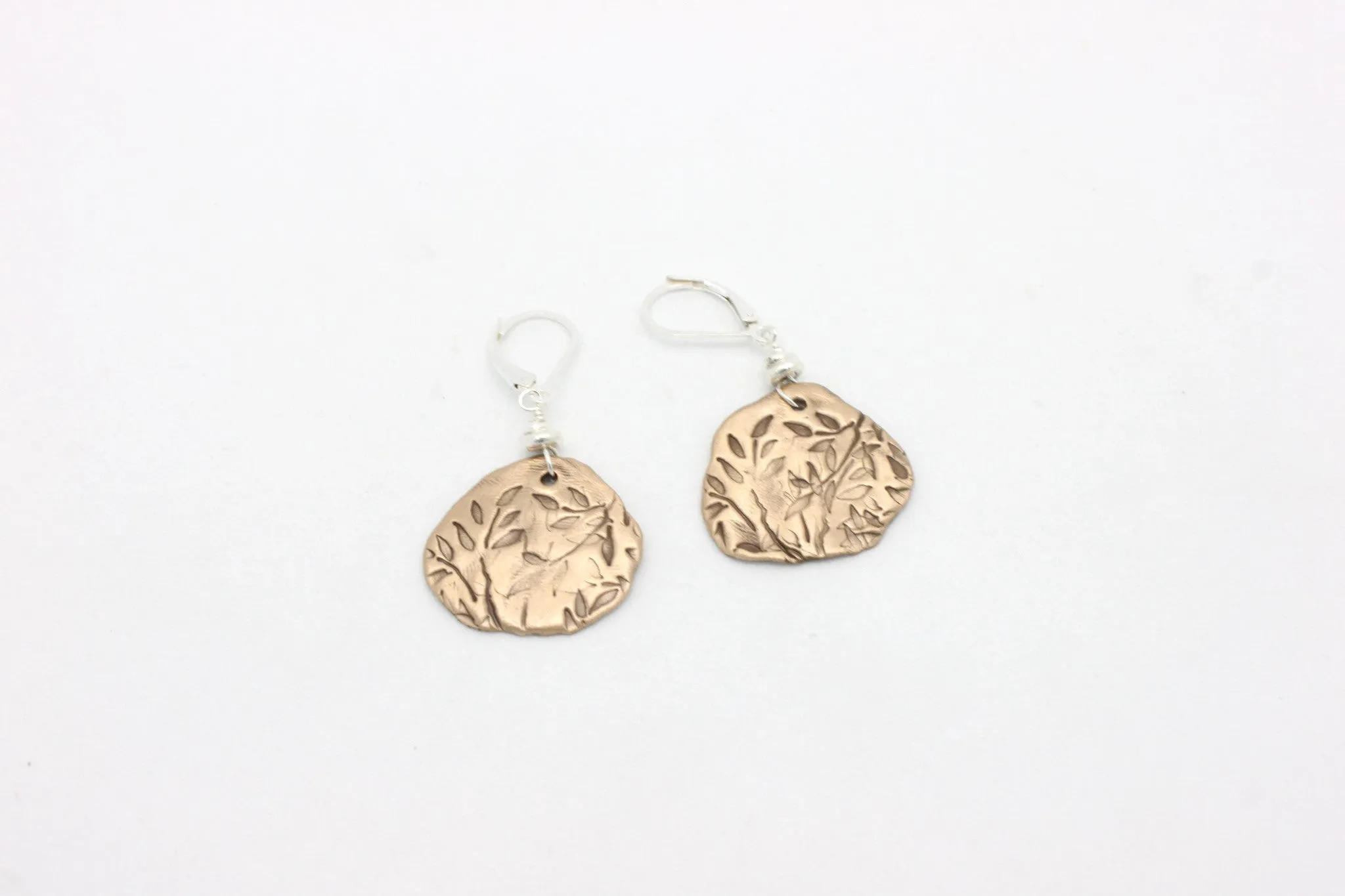 Leaves in Freeform Bronze Earrings