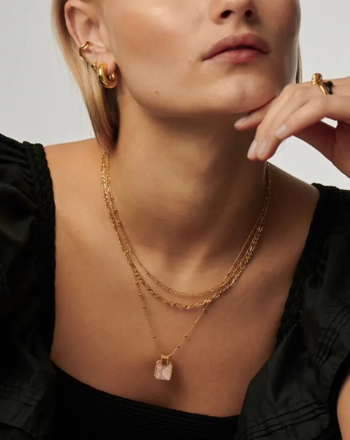 Lena Charm Necklace | 18ct Gold Plated Vermeil/Rhodochrosite